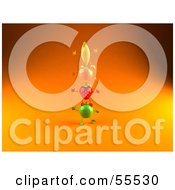 Royalty Free RF Clipart Illustration Of 3d Green Apple Banana Strawberry And Orange Characters Standing On Top Of Each Other Version 3