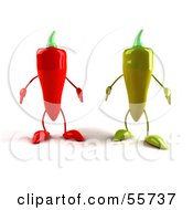 3d Green And Red Chili Pepper Characters Facing Front Version 1 by Julos