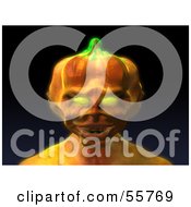 Royalty Free RF Clipart Illustration Of A 3d Pumpkin Monster Facing Front Version 2 by Julos