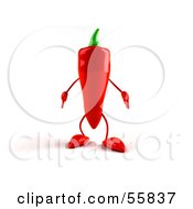 Royalty Free RF Clipart Illustration Of A 3d Red Chili Pepper Character Facing Front Version 1