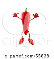 3d Red Chili Pepper Character Jumping Version 1 by Julos