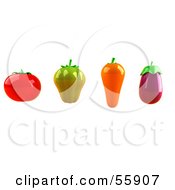 3d Tomato Green Bell Pepper Carrot And Eggplant Veggies Version 1 by Julos