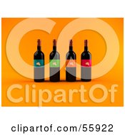 Royalty Free RF Clipart Illustration Of A Row Of 3d Wine Bottles With Colorful Labels Version 1 by Julos