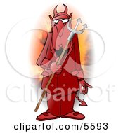 Man Wearing A Halloween Devil Costume Clipart Illustration