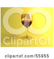 Royalty Free RF Clipart Illustration Of A 3d Glass Of Red Wine With A World Atlas On The Glass Version 4