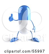 Royalty Free RF Clipart Illustration Of A 3d Blue Pill Character Giving The Thumbs Up Version 1 by Julos #COLLC55997-0108