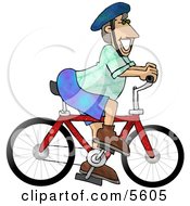 Happy Man Wearing A Safety Helmet While Riding A Bicycle On A Summertime Day