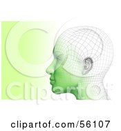 Royalty Free RF Clipart Illustration Of A Futuristic Wire Frame Female Head Looking Left Version 2 by Julos