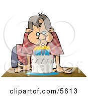 Poster, Art Print Of Man Blowing Out Candles On A Birthday Cake