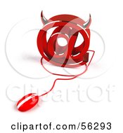 Royalty Free RF Clipart Illustration Of A 3d Devil Arobase At Symbol With A Red Computer Mouse Version 2