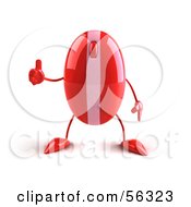 Royalty Free RF Clipart Illustration Of A 3d Red Computer Mouse Character Giving The Thumbs Up