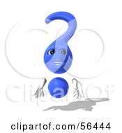 Royalty Free RF Clipart Illustration Of A 3d Blue Question Mark Character Pose 10