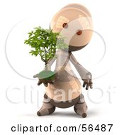 3d Robie Robot Character Holding A Plant Version 2 by Julos
