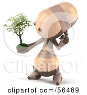 3d Robie Robot Character Holding A Plant Version 3 by Julos