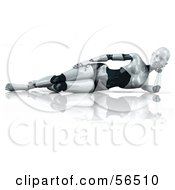 3d Femme Robot Character Reclined On Her Side by Julos