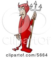 Man Wearing A Devil Costume With A Pitchfork
