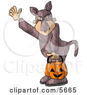 Boy Wearing A Bunny Suit While Trick-Or-Treating - Halloween