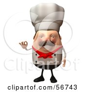 Royalty Free RF Clipart Illustration Of A 3d Chubby Chef Steve Character Gesturing The A Ok Sign Version 6
