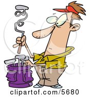 Male Golfer With A Twisted Club Clipart Illustration