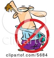 Man With A Rejection Symbol Meaning Job Loss Or Inequality Clipart Illustration
