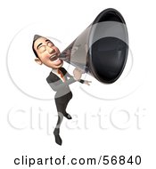 Royalty Free RF Clipart Illustration Of A 3d White Businessman Character Using A Megaphone Version 5