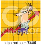 Increase Arrow On A Graph Chart Going Right Through A Man Clipart Illustration