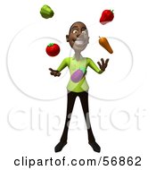 3d Casual Black Man Character Juggling Healthy Veggies Version 1 by Julos
