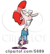 Gagged Woman With Tape Over Her Mouth Clipart Illustration
