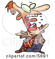 Red Faced Business Man Grabbing His Neck While Choking