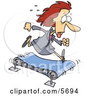 Sweaty Business Woman Running On A Treadmill Clipart Illustration by toonaday #COLLC5694-0008