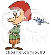 Poster, Art Print Of Annoyed Red Head Woman Near A Paper Airplane