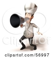 Royalty Free RF Clipart Illustration Of A 3d Chef Henry Character Using A Megaphone Version 3