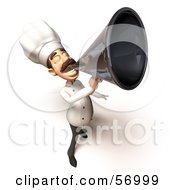 Royalty Free RF Clipart Illustration Of A 3d Chef Henry Character Using A Megaphone Version 1