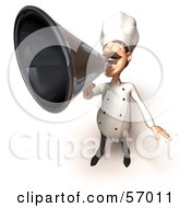 Royalty Free RF Clipart Illustration Of A 3d Chef Henry Character Using A Megaphone Version 2