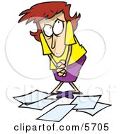 Woman Worker Being Scolded For Dropping Papers Clipart Illustration