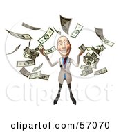 Royalty Free RF Clipart Illustration Of A 3d White Male Doctor Character Throwing Money Version 4