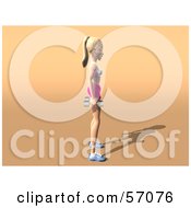 Royalty Free RF Clipart Illustration Of A 3d Blond Fitness Woman Character Standing With Dumbbells At Her Sides Version 1 by Julos