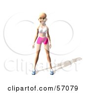 Royalty Free RF Clipart Illustration Of A 3d Blond Fitness Woman Character Standing And Facing Front Version 1