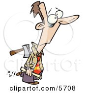 Man With An Axe In His Back Clipart Illustration