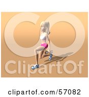 Royalty Free RF Clipart Illustration Of A 3d Blond Fitness Woman Character Doing Walking Lunges With Weights Version 3 by Julos