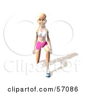 Royalty Free RF Clipart Illustration Of A 3d Blond Fitness Woman Character Doing Walking Lunges With Weights Version 5 by Julos