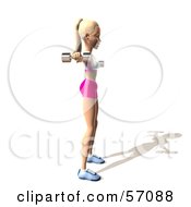 Royalty Free RF Clipart Illustration Of A 3d Blond Fitness Woman Character Doing Lateral Raises Version 4 by Julos