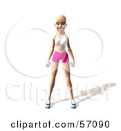 Royalty Free RF Clipart Illustration Of A 3d Blond Fitness Woman Character Standing With Dumbbells At Her Sides Version 4 by Julos