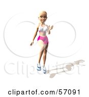 Royalty Free RF Clipart Illustration Of A 3d Blond Fitness Woman Character Skipping Or Running Version 4 by Julos