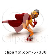 Royalty Free RF Clipart Illustration Of A 3d Black Male Super Hero Kicking Version 1
