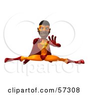 Royalty Free RF Clipart Illustration Of A 3d Black Male Super Hero Doing The Splits Version 2