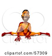 Royalty Free RF Clipart Illustration Of A 3d Black Male Super Hero Doing The Splits Version 1