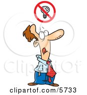 Man With A Blocked Thought Above His Head Clipart Illustration