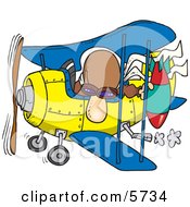 Bomber Man In A Biplane Preparing To Drop A Bomb Clipart Illustration