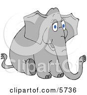 Young Female Elephant Sitting On The Ground Clipart Illustration